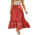 thumbnail image 4 of Womens Summer Fall Boho Floral Half Skirt High Waist A-Line Front Button Ruffle Beach Maxi Skirt S-XL, 4 of 7