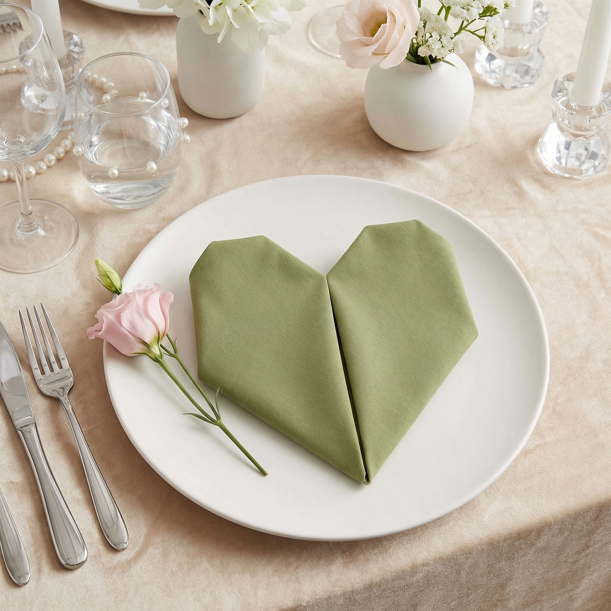 Unique Bargains 12Pcs Cotton Washable Reusable Events Cloth Napkins Grass Green 16x16inch