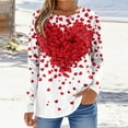 thumbnail image 3 of Resicozy Valentine Shirts for Women 2026 Long Sleeve Crew Neck Holiday Tops Tunic Loose Fit Cute Heart Print Blouse Pink#1 2XL, 3 of 4
