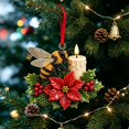 thumbnail image 6 of Christmas Bird Acrylic Ornament 3.9 Inch Poinsettia Candle Hanging Tree Decor Design D, 6 of 8
