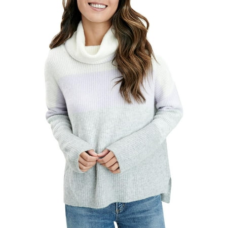 Splendid Womens Striped Funnel Neck Sweater