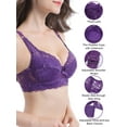 thumbnail image 3 of Romacci Womens Sexy Lace Bra Deep V Underwire Plus Plunge Lingerie 44B, 3 of 7
