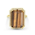 thumbnail image 2 of Gem Stone King 12.50 Ct Emerald Cut Brown Tiger Eye 18K Yellow Gold Plated Silver Ring, 2 of 4