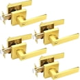 thumbnail image 1 of Square Privacy Door Levers Keyless Chrome Door Handle Indoor Door Handles Interior Bed/Bath Door Lever Handleset Reversible for Left Right Sided Doors, 1 of 7