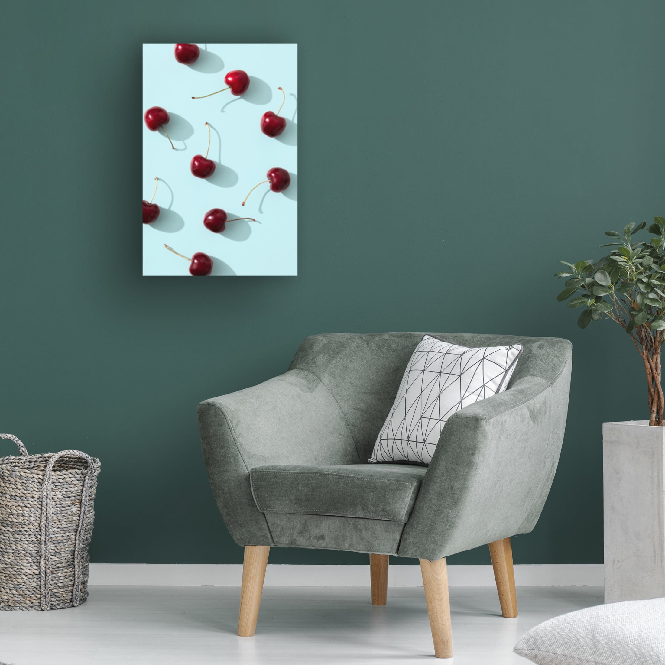 Trademark Fine Art Pictufy Studio Cherries On Turquoise Background Canvas Wall Art