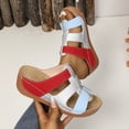 thumbnail image 2 of HomeDM Slip On Wedge Sandals for Women Open Toe Platform Summer Comfortable Beach Sandals, Sky Blue Size 7, 2 of 9