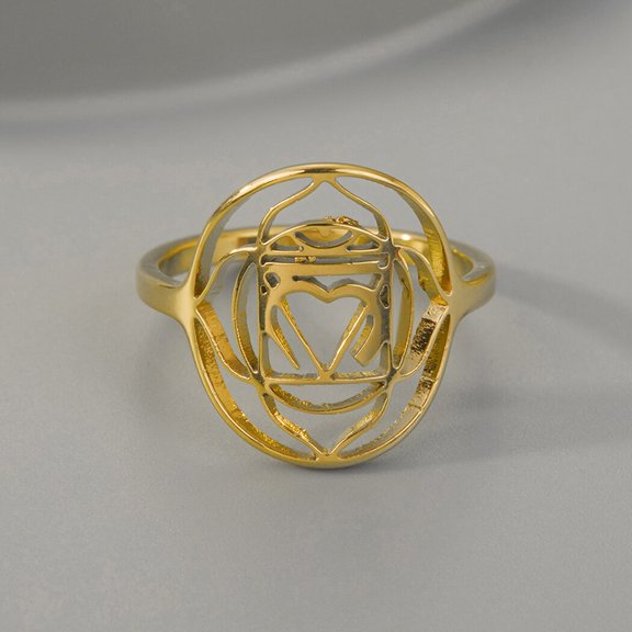1st Chakra Ring Complex Statement Stainless Steel Ring For Men Women
