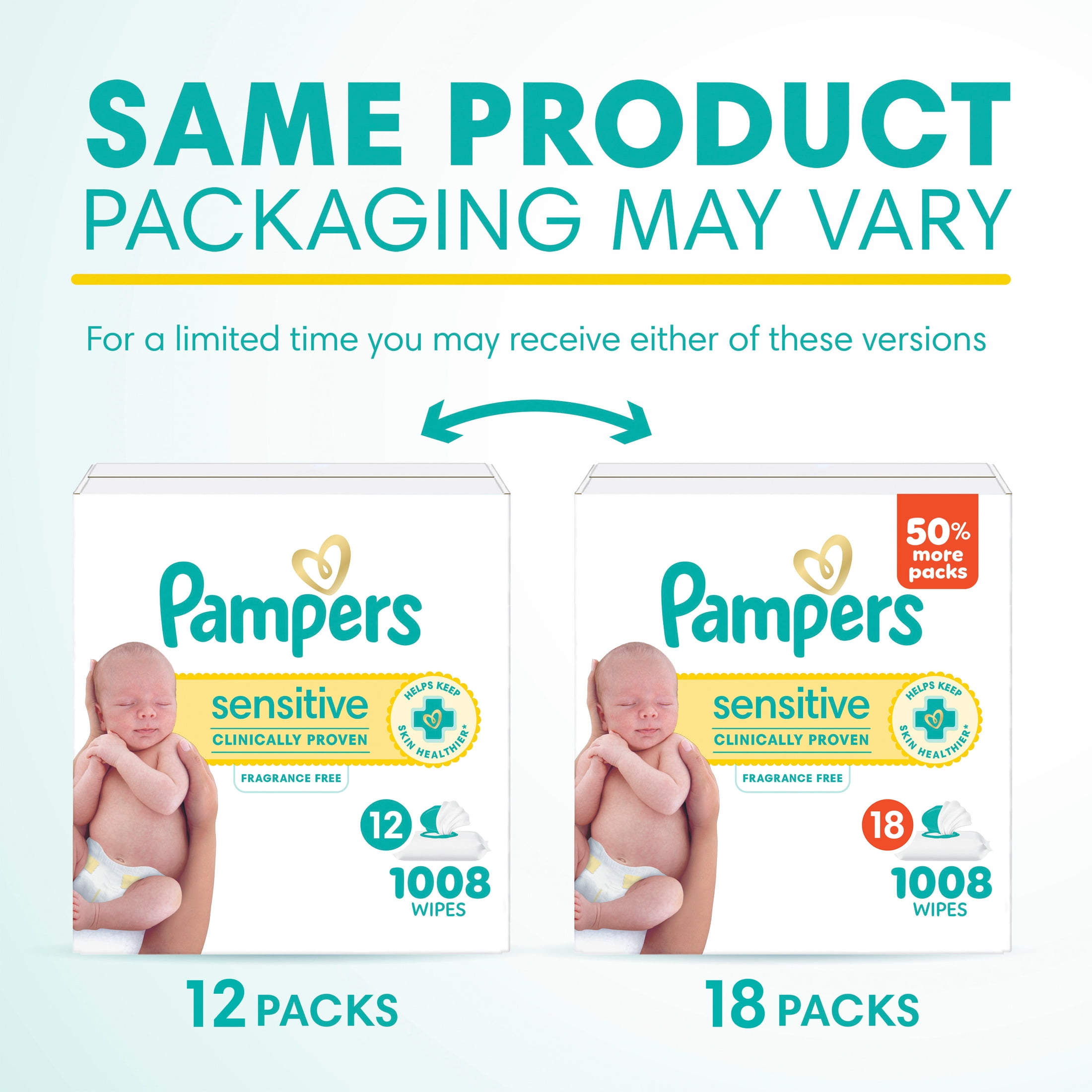 Baby Wipes Pampers Sensitive 1008 Wipes, 18X