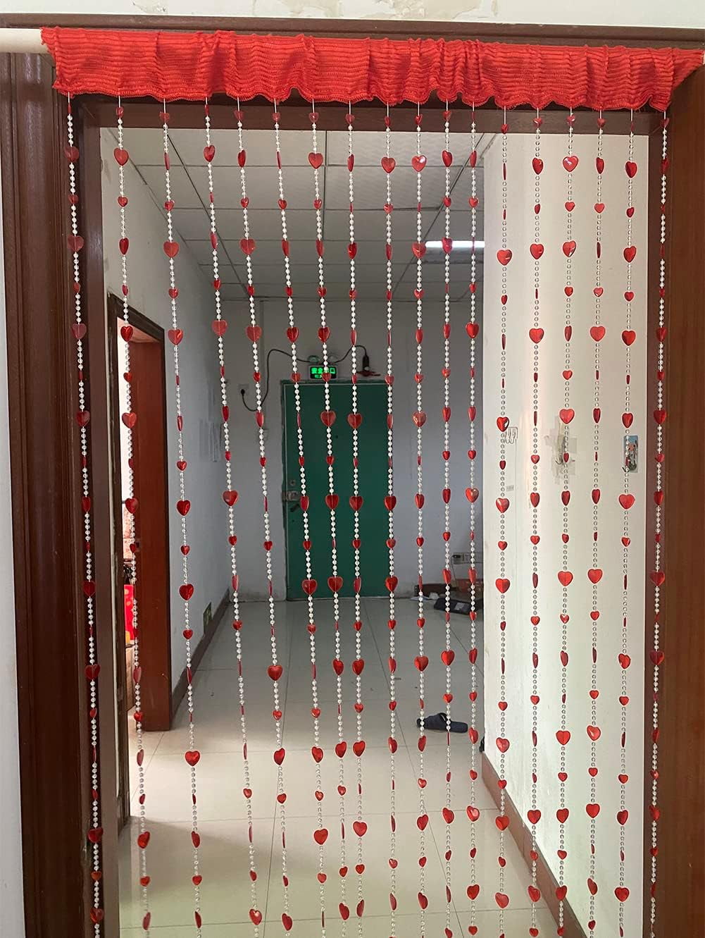 ZiDeTang 18 Rows Heart 100% Acrylic Beaded Heart Door Curtain Home Décor Tassel Room Divider Curtain for DoorwayColor Red Pack of 1