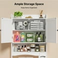 thumbnail image 4 of Over The Toilet Storage Cabinet, Lofka 32.3" Free Standing Storage Cabinet Over Toilet with Doors, Adjustable Shelf & Bottom Bar, Tissue Hook, White, 4 of 9