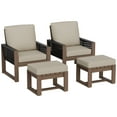thumbnail image 6 of EAGLE PEAK 4 Pieces Natural Real Wood Cedar Outdoor Patio Conversation Set Spacious Seat Dining Chairs Set with Beige Cushions, Ottomans, 6 of 8