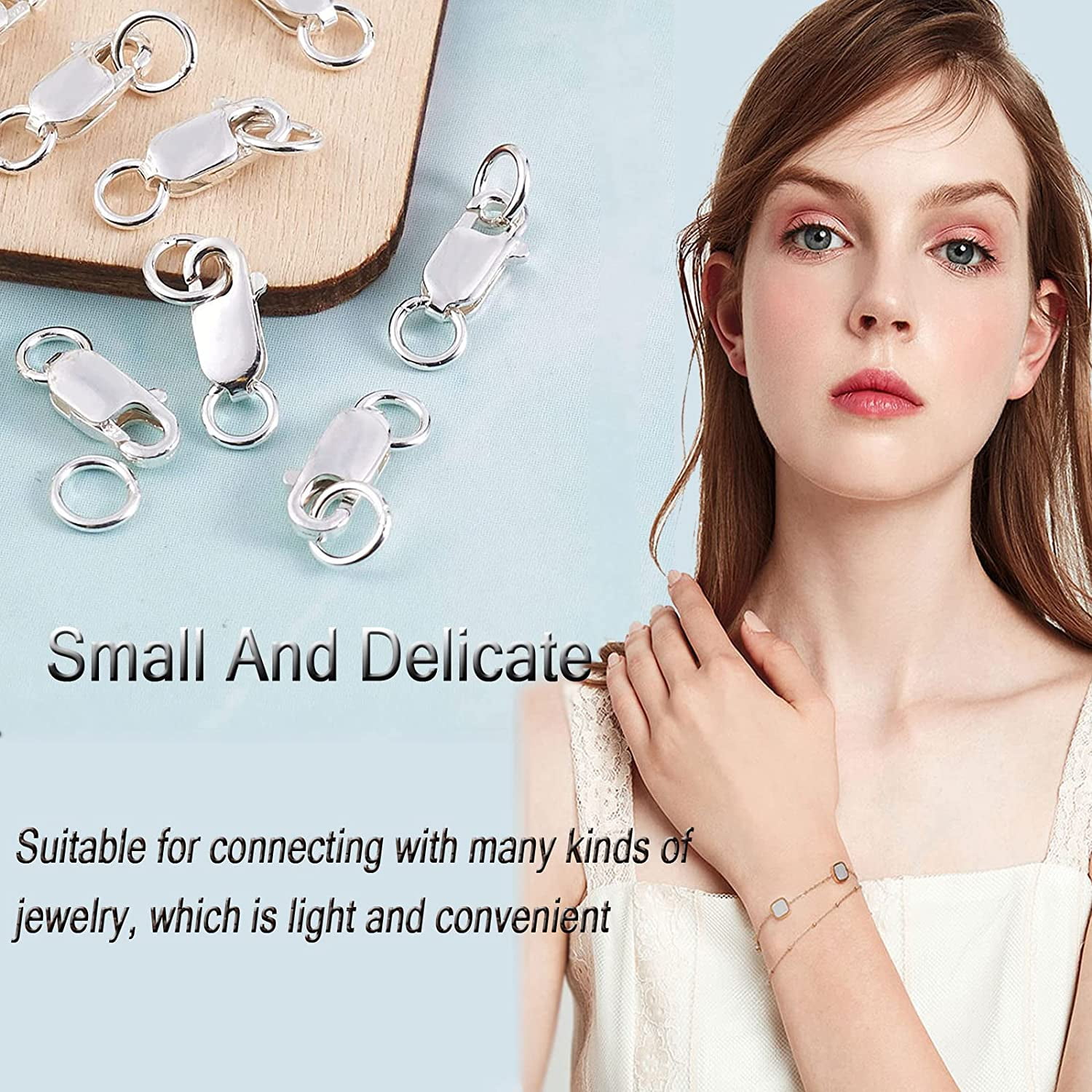  Double Opening Lobster clasp-925 Sterling Silver Necklace Clip  Shortener Charm Clasp with Closed Jump Rings for Necklaces Bracelet Or  Jewelry Making, Made in Italy.