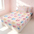 thumbnail image 3 of Erosebridal Cartoon Hearts Zipper Full Size Comforter Sets with Fitted Sheet and 2 Pillowcases, Kawaii HeartZipper Bedding Set, Pink Reversible, Peach Heart, Pink Reversible, 3 of 7