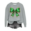 thumbnail image 3 of LEKWK Sweatshirts for Women Trendy Coquette Style Graphic Sweatshirts Round Neck Tops Dressy Casual Large Green Glitter Effect Ribbon Bow Wear, 3 of 4