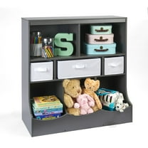 Badger Basket Combo Bin Wood Toy Storage Organizer with Three Baskets 8.6 Cu ft. - Charcoal