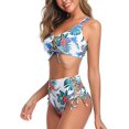 thumbnail image 4 of Femmes Taille Haute Maillot de Bain Deux Pièces Palmier Imprimé Floral Dentelle devant Côté Bikini Rétro Ensemble, 4 of 6
