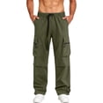 thumbnail image 2 of Men's Quick Dry Cargo Pants Trousers Joggers, Elastic Drawstring Waist Loose Straight, Lightweight Breathable Sun Protection, Outdoor Hiking Athletic Casual Daily, Summer, 2 of 9