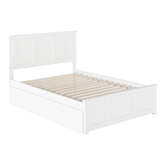 Leo & Lacey Lit Plateforme Complet Madison avec Tiroirs de Rangement, Blanc