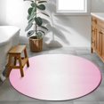 thumbnail image 3 of Round Rugs 4Ft, Pink Ombre Round Area Rug Washable Indoor Throw Carpet, Pink White Gradient Modern Abstract Art Soft Non Slip Circle Rug for Kitchen Nursery Room Home Decor Aesthetic, 3 of 8
