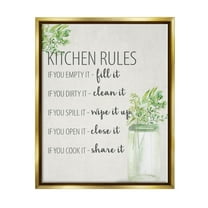 Stupell Industries Kitchen Rules Share It Food & Beverage Painting Gold Floater Framed Art Print Wall Art, 17 x 21
