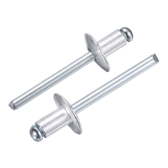 Uxcell 25Pcs 1/4"x3/8" Aluminum Blind Rivets, Large Flange Rivets Fasteners, Silver