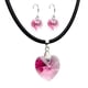 thumbnail image 1 of Juego de aretes y collar de caucho con dije en forma de Corazón, plata mexicana ley .925, Rosa, 1 of 5
