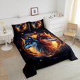 thumbnail image 4 of Kids Wolf Queen Comforter Set for Boys Glitter Galaxy Bedding Set Wolves Printed Down Comforter Safari Animals Bed Set for Bedroom Decor, 4 of 7