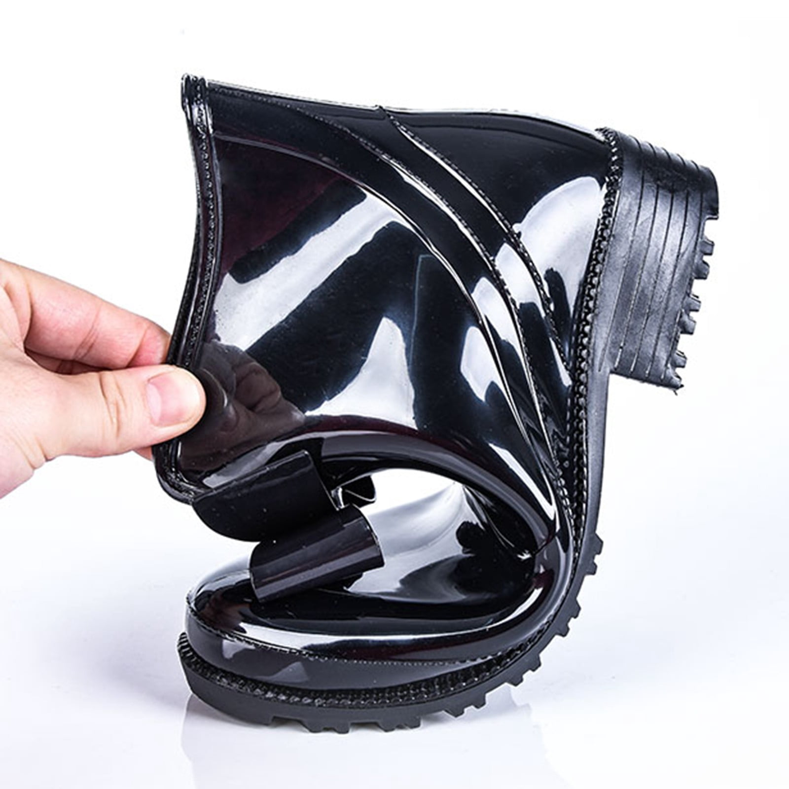 Sunbona Women Rain Shoes Waterproof Shoes Comfortable Light Ankle Rain Boots Frosted Outdoor Rain Boots Lightweight Grippy and Fashion