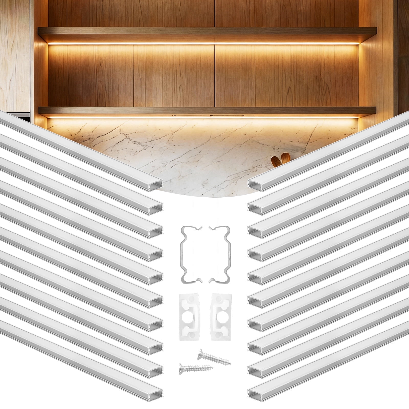 Muzata 10-Pack 3.3ft Black LED Channel System With Smoky Cover – U Shape Aluminum Track For Strip Lights, Under Cabinet & Ambient Lighting