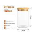 thumbnail image 2 of 6 Frascos De Vidrio Con Tapa Recipientes Herméticos 1 Litro Xtellar Transparente, 2 of 3