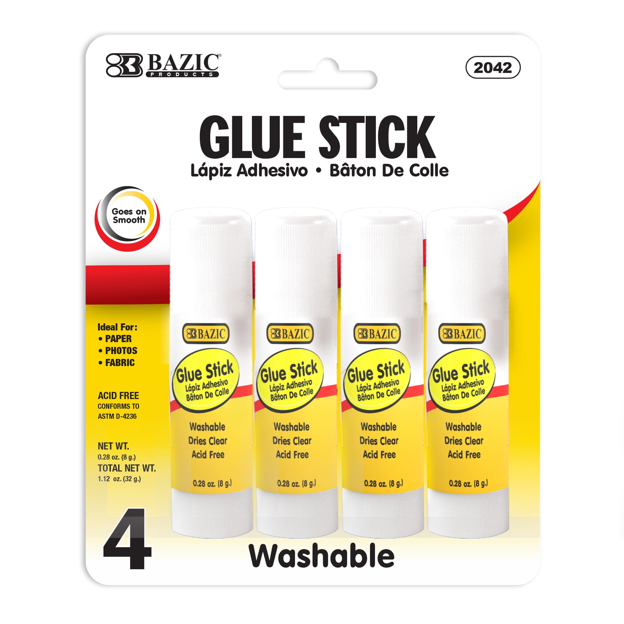 BAZIC Glue Stick 8g/0.28 Oz., White Glue Sticks, MultiPurpose Acid