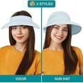 thumbnail image 6 of Women Sun Hat UPF 50+, Zip Off Sun Hat Visor, Ponytail Sun Protection Hat Golf Beach Travel Packable(Blue), 6 of 6