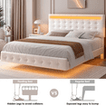 thumbnail image 5 of Homfa Queen Floating Bed with Lights, LED Platform Bed Frame with Under Bed Storage, PU Leather Adjustable Tufted Upholstered Bed, White, 5 of 10