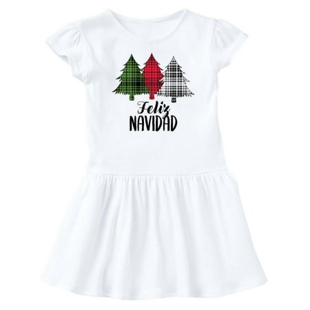 

Inktastic Feliz Navidad Plaid Trees Gift Baby Girl Dress