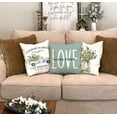 thumbnail image 3 of Farmhouse Pillow Covers 18x18 Set of 4,Eucalyptus Leaves Decorations Truck Vase Home Sweet Home Linen Cushion Case Gifts for Home Decor…, 3 of 6