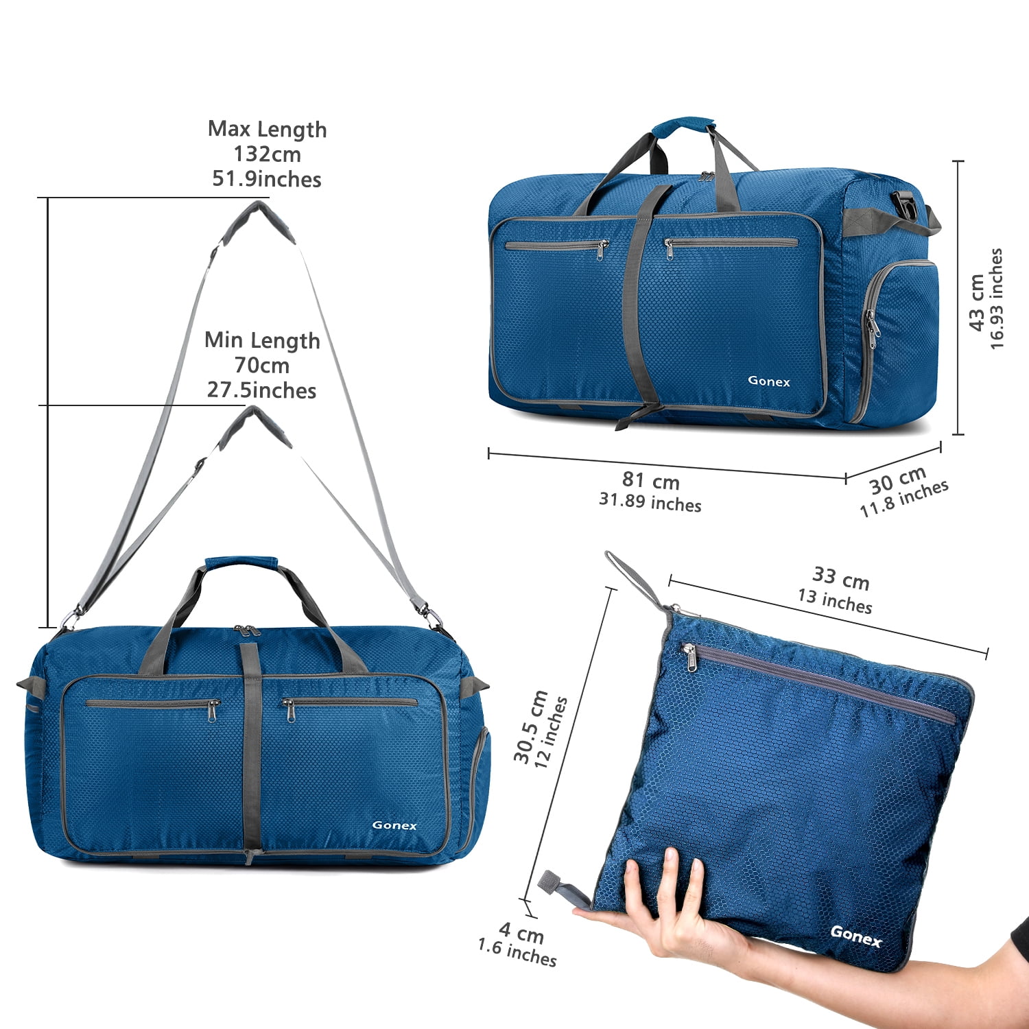Gonex 100L Travel Duffle Bags 32" Large Foldable Weekender Bag Waterproof Overnight Bag with Shoes Compartment for Camping