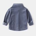 thumbnail image 3 of GYRATEDREAM Toddler Baby Boy Long Sleeve Shirt Kids Lapel Solid Color Button down Top with Pockets Children Casual Spring Summer Fall Clothes Denim Blue for 2-10 Years, 3 of 8