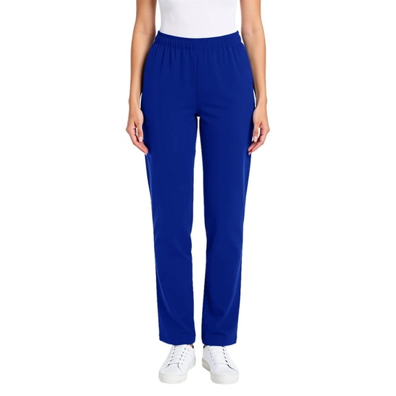 Erwazi Women's Comfort Fit Stretch Nurse Pants Solid Color Elastic Waist Scrub Pant with Side Pockets