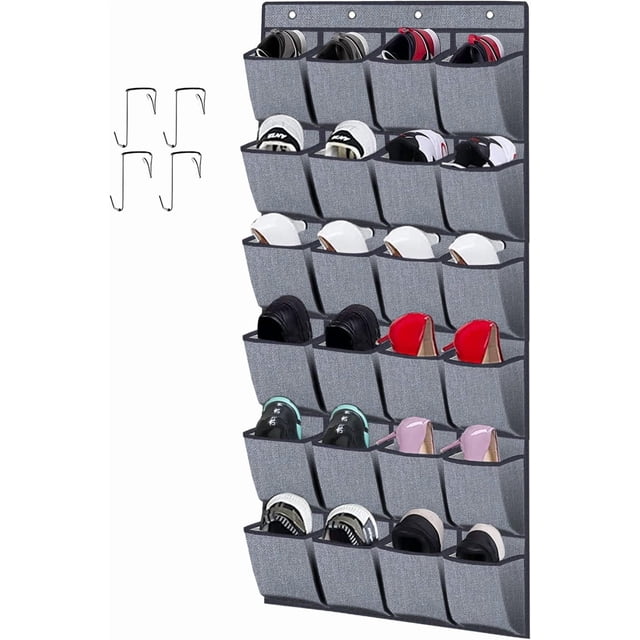 Organizador de zapatos para puerta con 24 bolsillos, bolsa de almacenamiento de zapatos plegable, organizador de colección de zapatos con Croc
