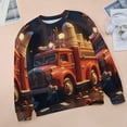 thumbnail image 6 of Fire Engine Car Truck Women's Floral Printed Sweatshirt Long Sleeve Crewneck Casual Loose Vintage Graphic Pullover Tops, 6 of 7