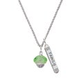 thumbnail image 1 of Delight Jewelry Lime Green Faceted Glass Spinner Silvertone Family Bar Charm Necklace, 23", 1 of 4