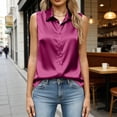 thumbnail image 5 of Women's V-Neck Satin Blouse Long Sleeve Casual Solid Color Dressy Shirt, 5 of 6