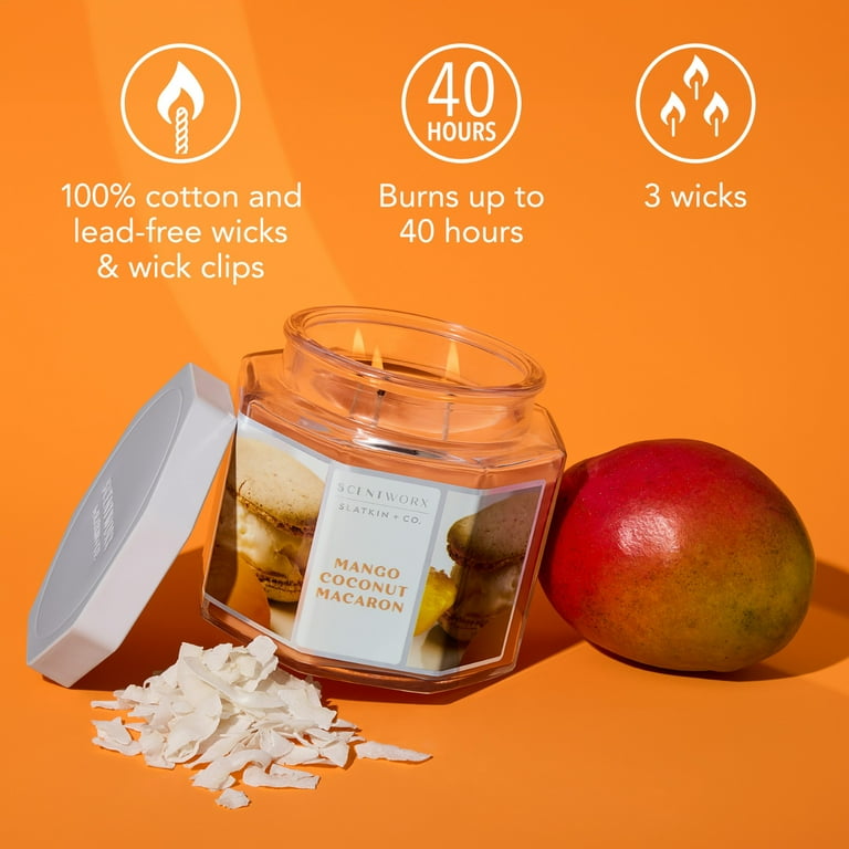 Scentworx 14.5 oz Mango Coconut Macaron 3-Wick Jar Candle