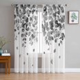 thumbnail image 3 of Sheer Curtains 96 inches Long, Grey Eucalyptus Leaves and Fruit Light Filtering Sheer Window Curtains Rod Pocket Voile Drapes for Bedroom Living Room, 52"W x 96"L 2 Panels, 3 of 7
