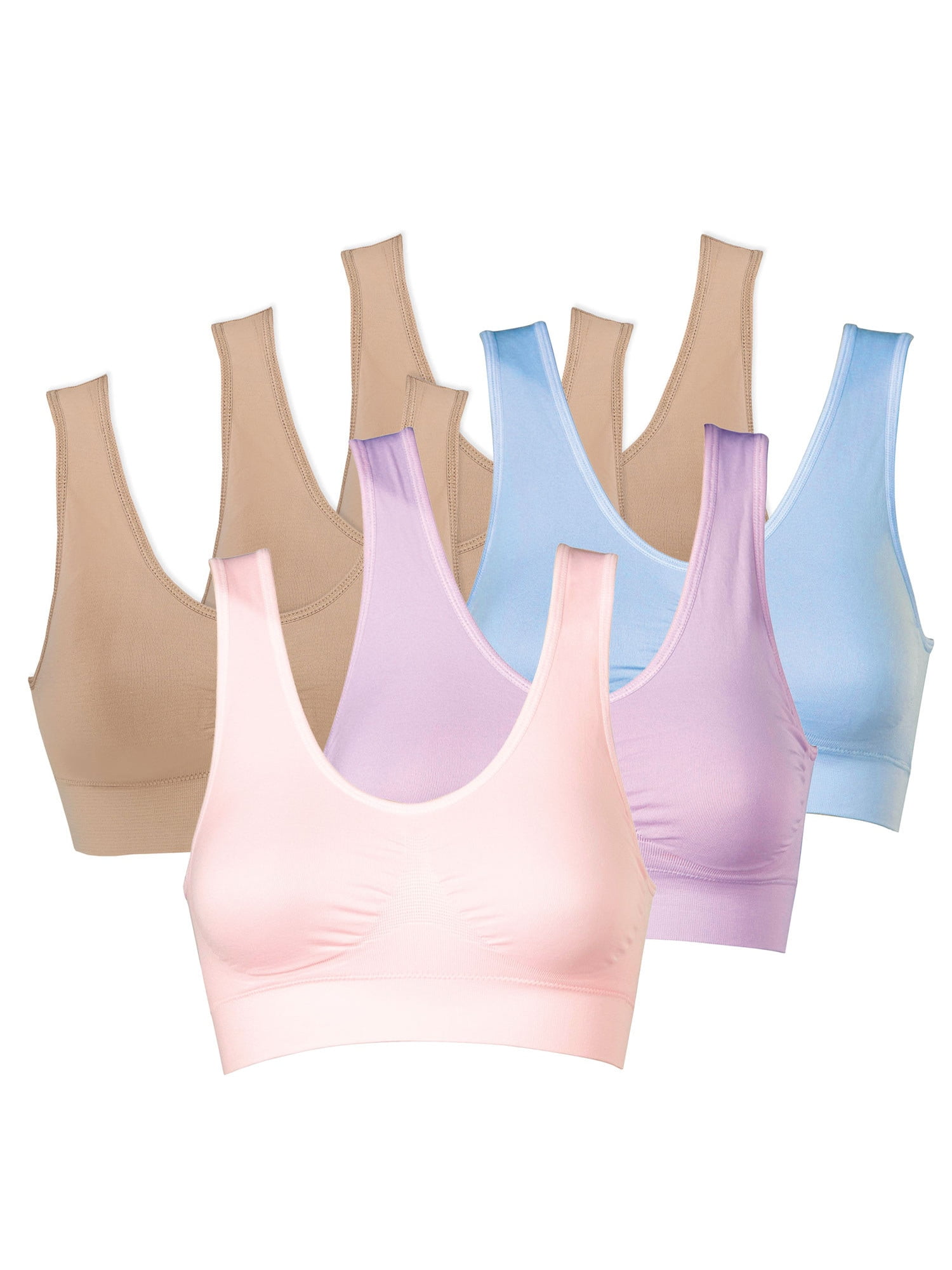 Genie Bra Women's Genie Bra Seamless 6Pack Set of 6 Multi Color