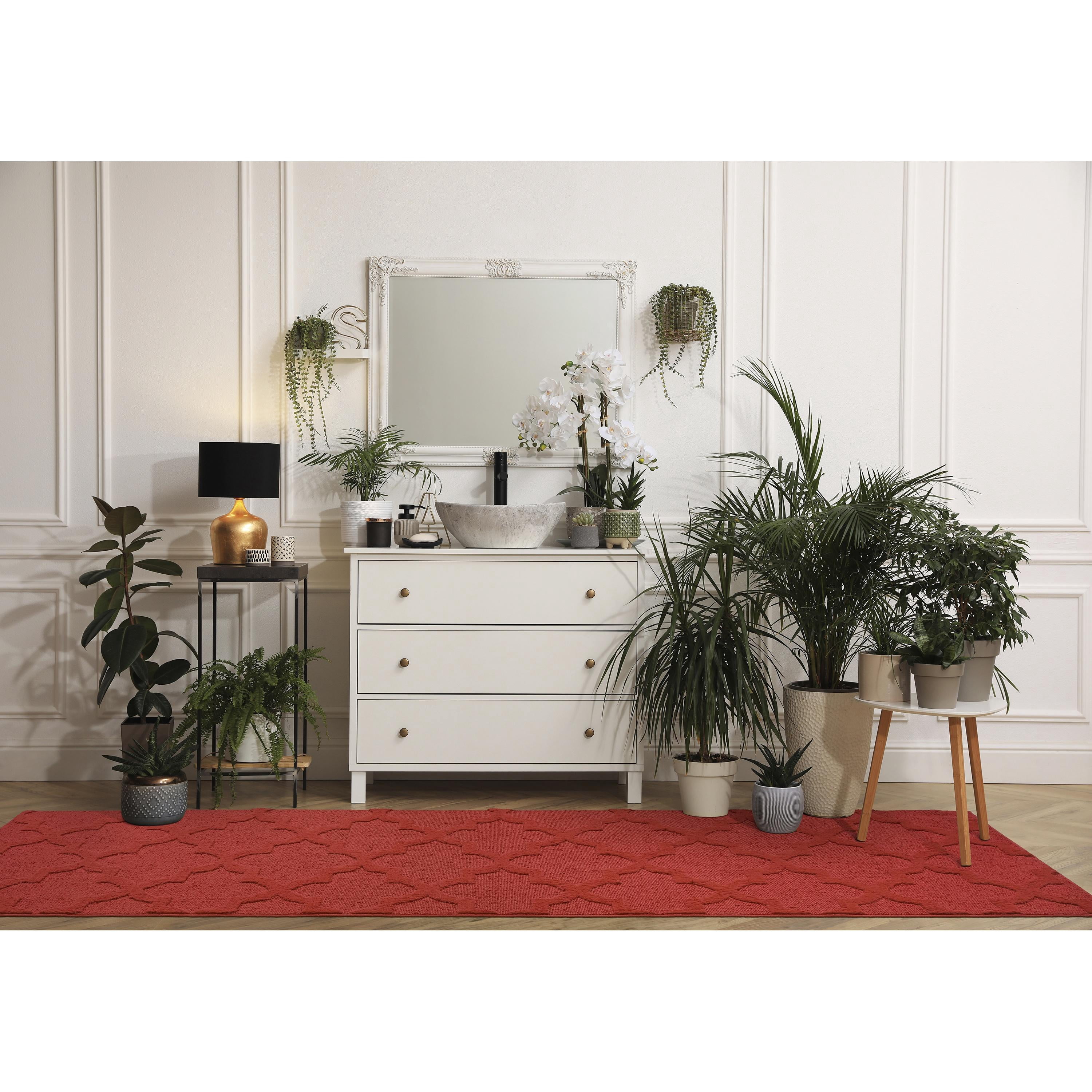 Garland Rug Quatro Polypropylene Chili Red Indoor Runner Rug, 3' x 12'