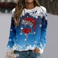 thumbnail image 4 of Womens Christmas Outfit Lightweight Crewneck Sweatshirt Snowflake Graphic Printed Plus Size Long Sleeve Tops (2XL, Blue 01), 4 of 5