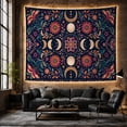 thumbnail image 6 of Moon Phase Mandala With Flowers on Dark Navy, Mystical Boho Style for Boho Decor Lovers, Mandala Wall Art, New Home Gift, Tapestry Wall Hanging for Bedroom and Dorm, 6 of 7