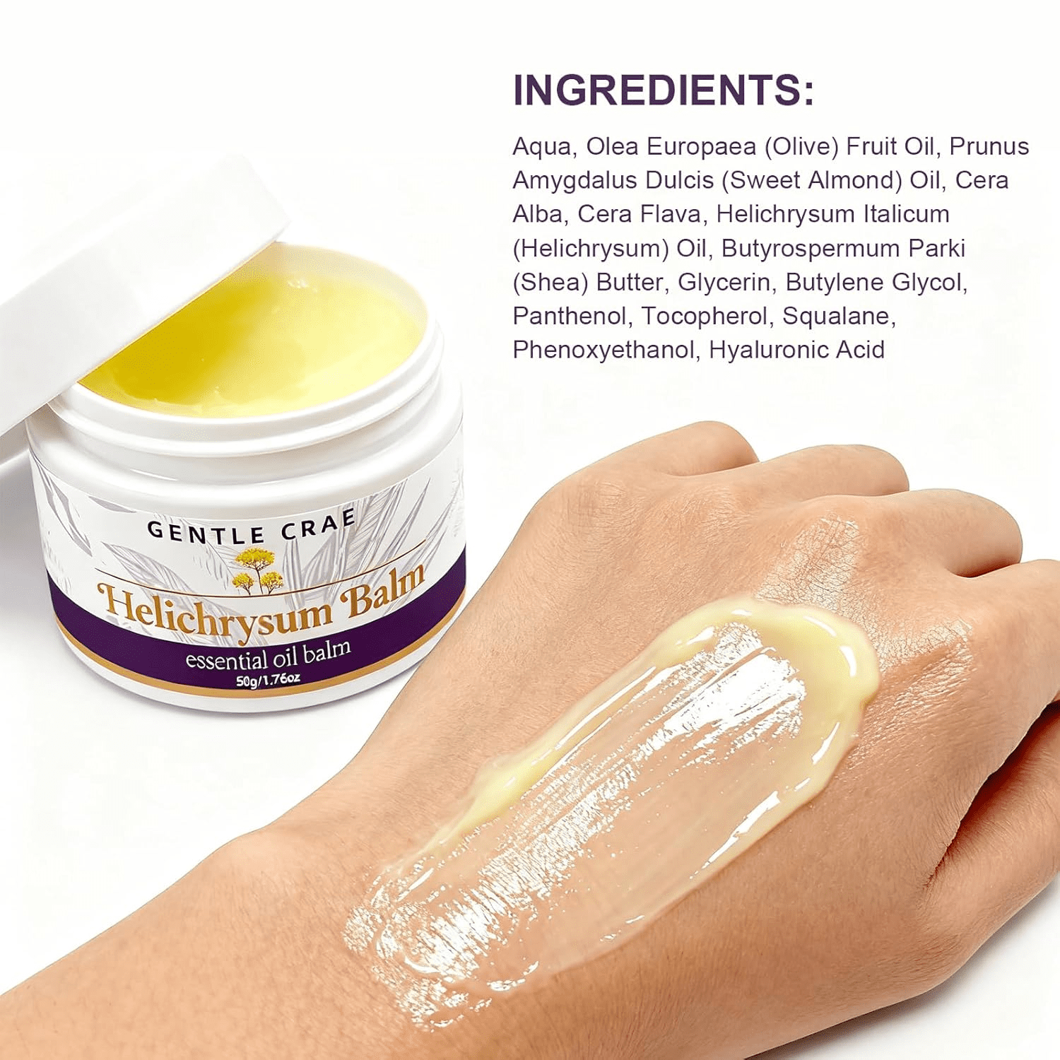 Helichrysum Balm,Moisturizing Helichrysum Essential Oil Balm, Beeswax & Almond Oil, Multipurpose Salve for All Skin Types Makeup Organizers, Household Daily Necessities 1.76oz