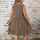 thumbnail image 5 of Vestido Casual Más Tamaño de las Mujeres sin Mangas Cuello Redondo de Poliéster Sólido Vestido de Longitud Regular Más Tamaño Vestido de Línea, 5 of 7